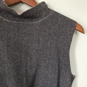 Mock neck top- mini black and white strip.
